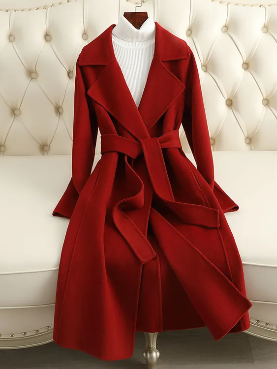 2024年高端双面羊毛大衣中长款过膝修身显瘦羊毛呢子外套女装爆款