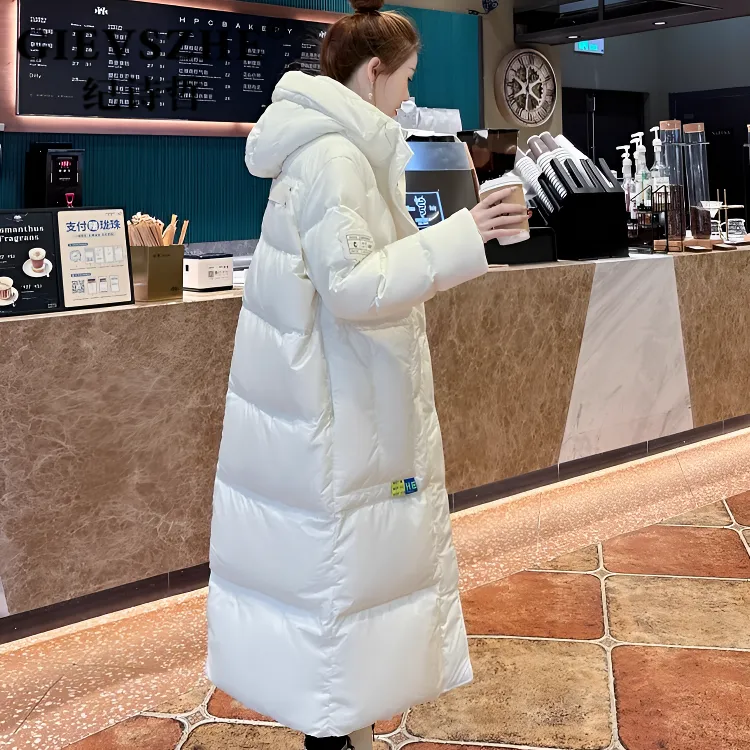 纪诗哲连帽羽绒服女款冬季爆款设计感小众加厚过膝长款白鸭绒外套
