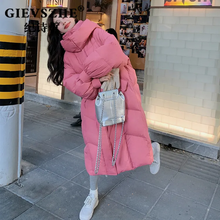 纪诗哲女款羽绒服90白鸭绒爆款宽松外套冬新款长款过膝加厚面包服