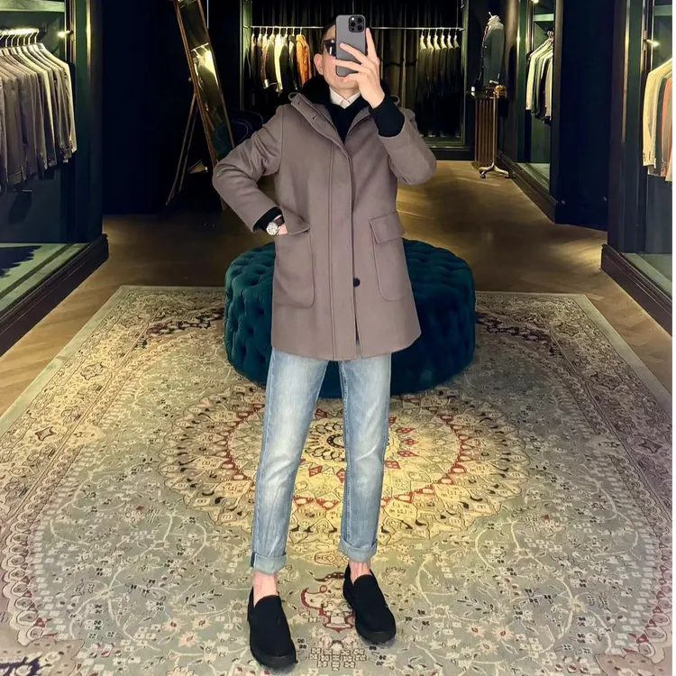 DIERTUUO迪途-7798男士秋冬经典时尚百搭中长款连帽大衣