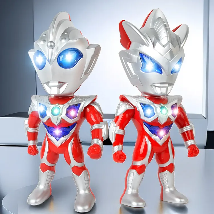 Q版迪迦赛罗闪烁儿童玩具正义口号灯光人偶可动手办//电商包装