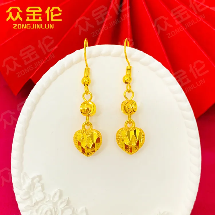 众金伦 铜合金耳饰 气质时尚款【爱心环球耳钩】