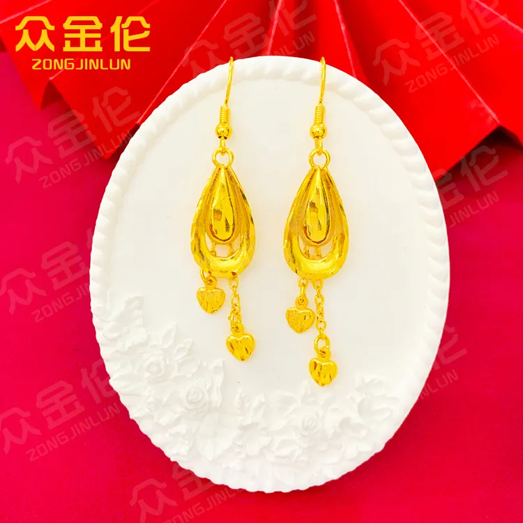 众金伦 铜合金耳饰 精美气质款【水滴爱心耳钩】