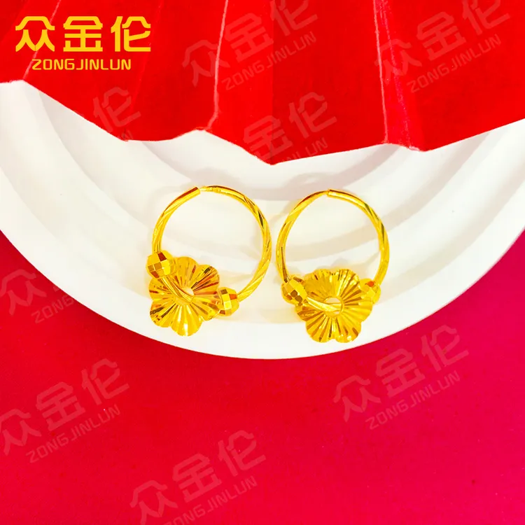 众金伦 铜合金耳饰 精美气质款【双珠太阳花耳环】