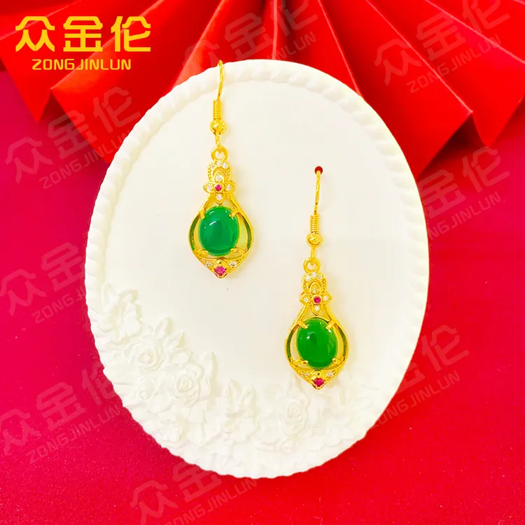 众金伦 铜合金耳饰 国潮气质款【四叶草水滴耳钩】