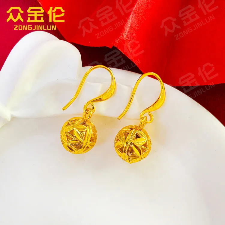 众金伦 铜合金耳饰 精美古风款【灵动绣球耳钩】