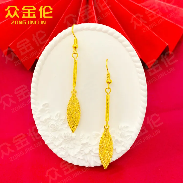 众金伦 铜合金耳饰 时尚百搭款【精美车花树叶耳钩】