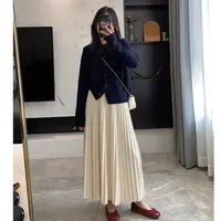 高腰显瘦毛呢加厚百褶半身裙2025冬季新款韩版百搭休闲淑女风伞裙
