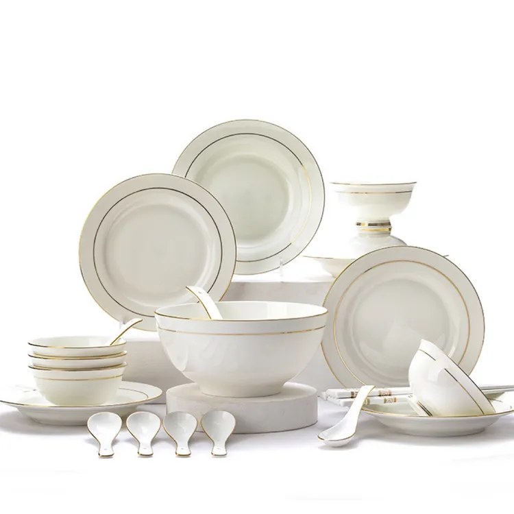北欧风格 骨瓷 金边餐具 瓷器