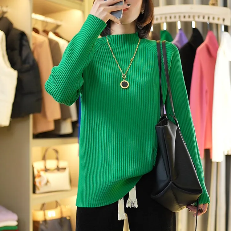 半高领毛衣女秋冬加厚宽松慵懒新款洋气时尚针织衫打底衫女内搭