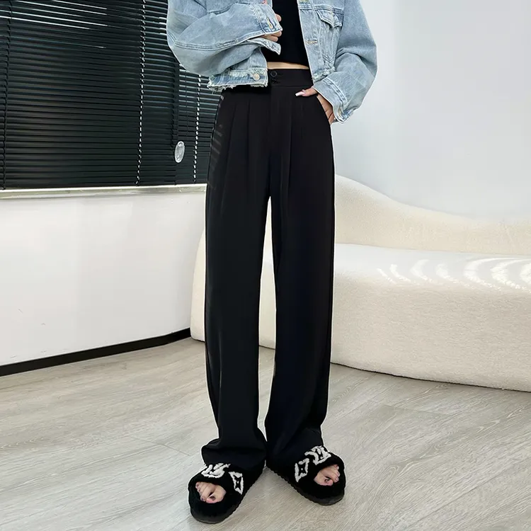 春季窄版西装阔腿裤2023新款女直筒宽松休闲百搭垂感显瘦高腰裤子