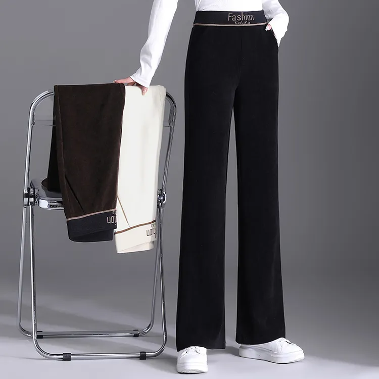 洋气阔腿裤气质微喇休闲裤中老年女裤妈妈秋装新款显瘦高腰松紧冬