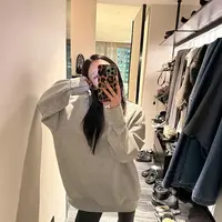 新品重磅宽松慵懒卫衣女冬新款韩系加厚套头圆领设计感正肩上衣