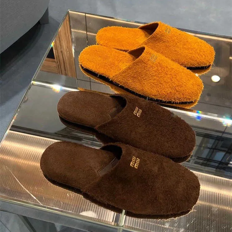 真牛皮～懒人包头半拖鞋女外穿2024新款舒适一脚蹬平地拖鞋女居家