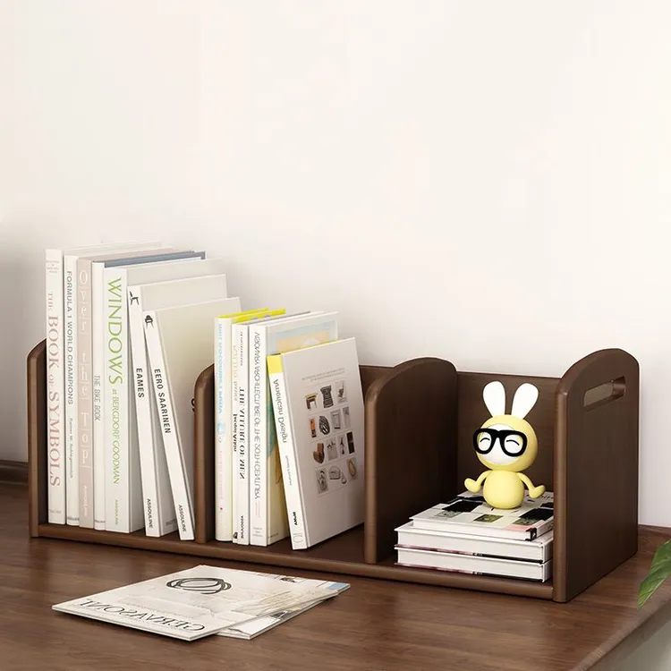 实木书架桌面简易书桌收纳置物架儿童家用桌上小型书柜分层整理架