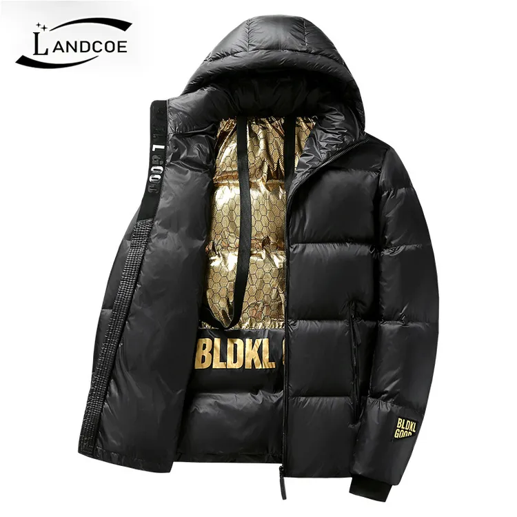 黑金羽绒棉服情侣款可拆卸帽冬季短款加厚保暖棉衣外套