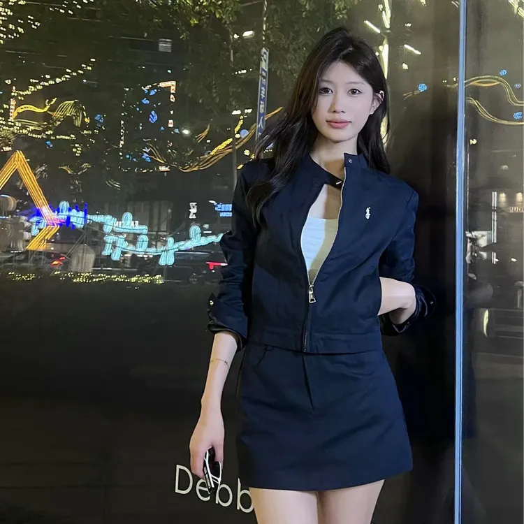 【孙钰颍】夹克套装显瘦短裙气质修身收腰秋季韩版长袖老钱风