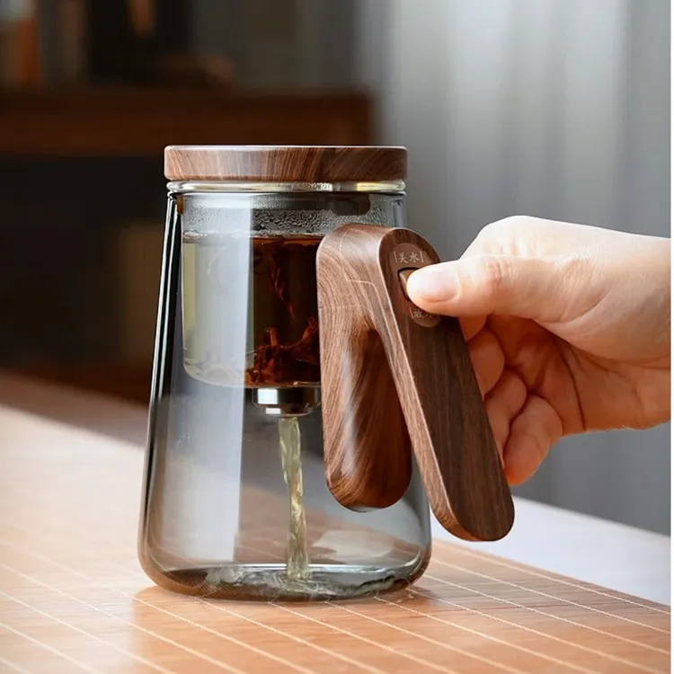 顶壶中心无杆磁吸泡茶壶全玻璃内胆家用过滤飘逸杯泡茶神器