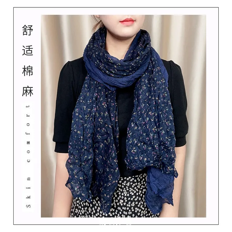 秋冬季新款棉感长巾文艺复古保暖丝巾时尚洋气女士披肩护颈围巾