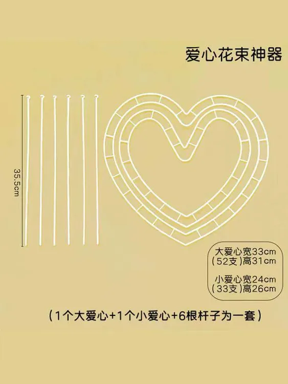 2024 新款520心型花束包花神器花店花束花艺包装粉色玫瑰33枝52枝