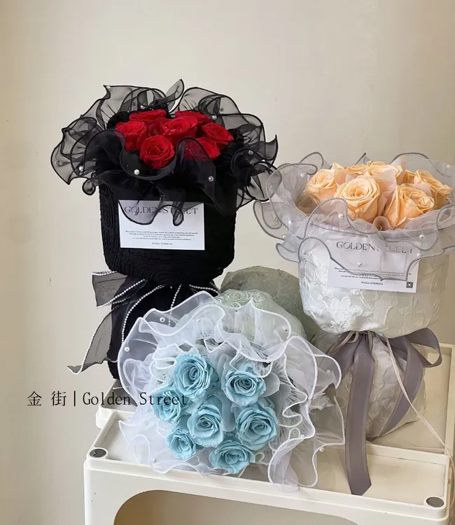 珍珠泡芙围边纱 小香风花束装饰包花纱网蛋糕烘培围边手工diy材料