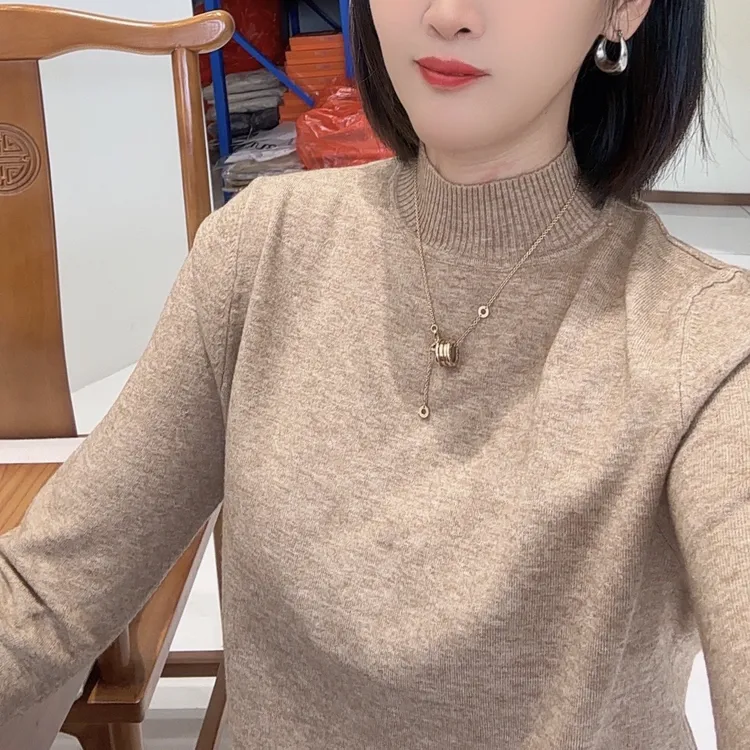 【心依阁铭品】8958半高领洋针织气款长袖修身简约保暖毛衣百搭显瘦
