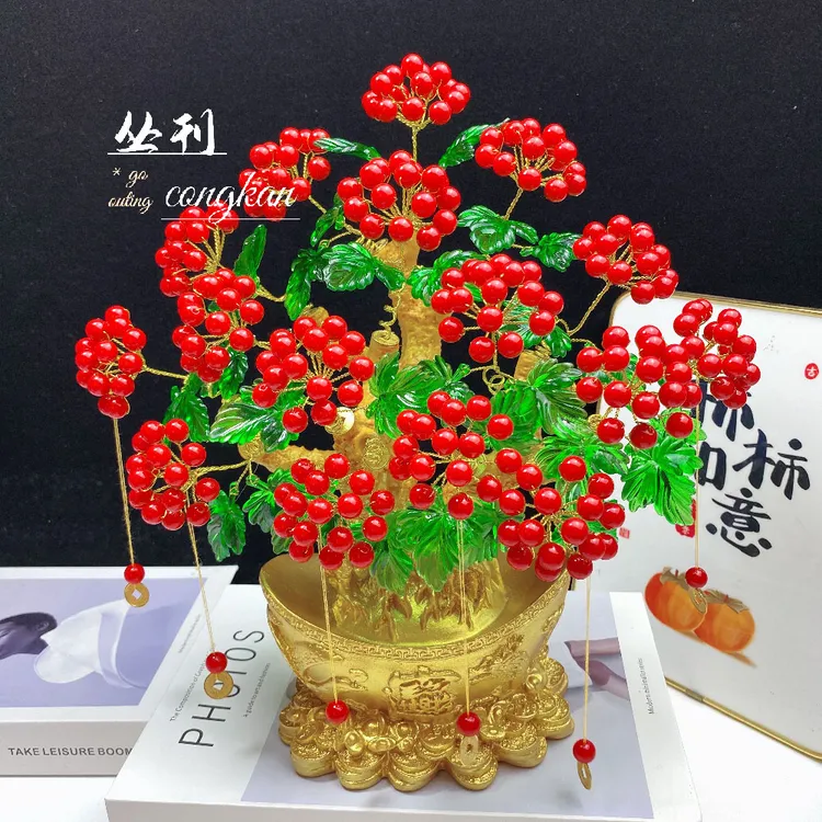 新款绿叶鸿运当头发财果材料包手工diy发财树制作材料家居摆件