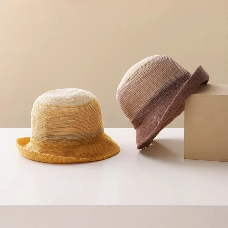 日系太阳帽遮阳帽子女夏季时尚百搭撞色圆顶礼帽出游防晒帽渔夫帽