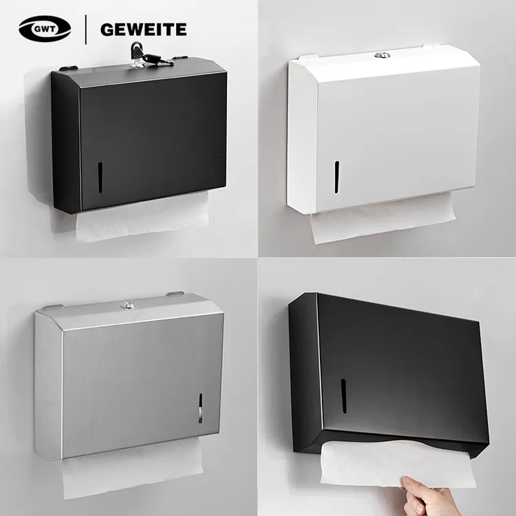 黑色不锈钢纸巾盒白色擦手纸盒厕纸架卫生间厕所抽纸盒商用纸巾架