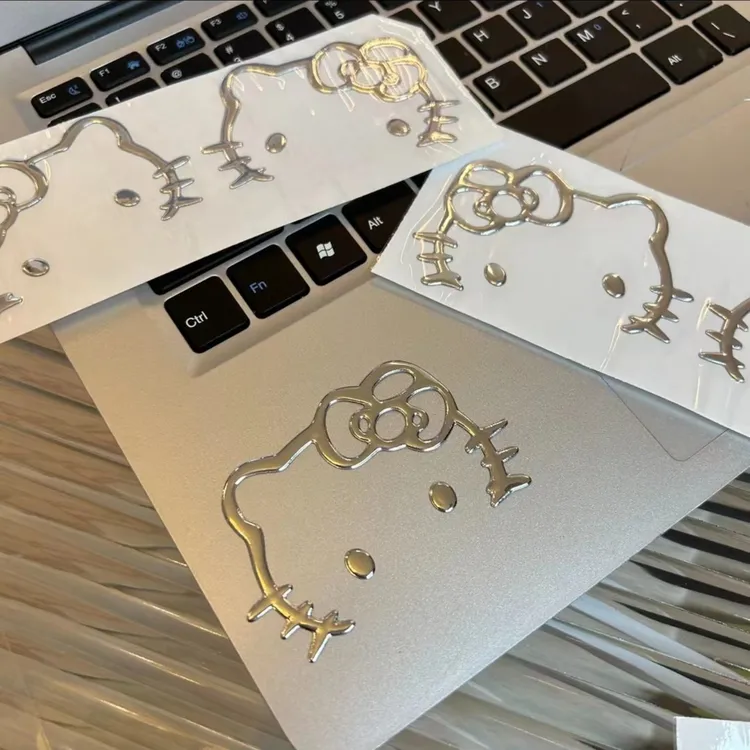 【重生】hellokitty猫银色可爱卡通贴纸金属色手机电脑甜美贴纸