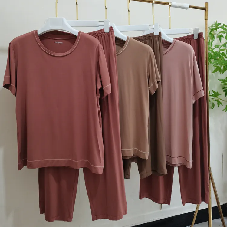 Hongni/红妮女士高档超柔睡衣套装圆领舒适休闲薄款家居服621894