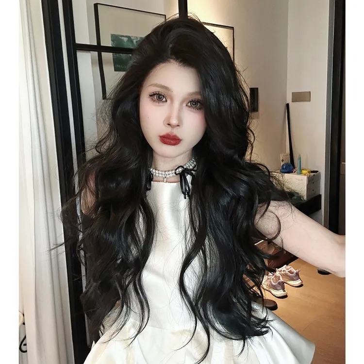 《冰冰范儿》自然黑色气质高层次卷发13*6大面积蕾丝假发女整顶头套