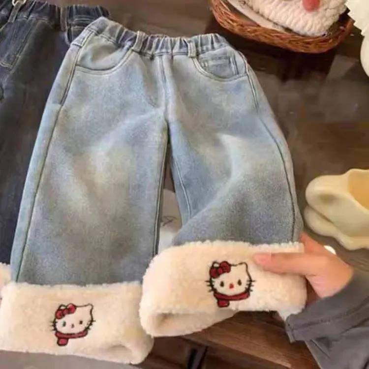 2025中小童宝宝加绒加厚牛仔裤保暖秋冬韩版外穿休闲裤儿童牛仔裤