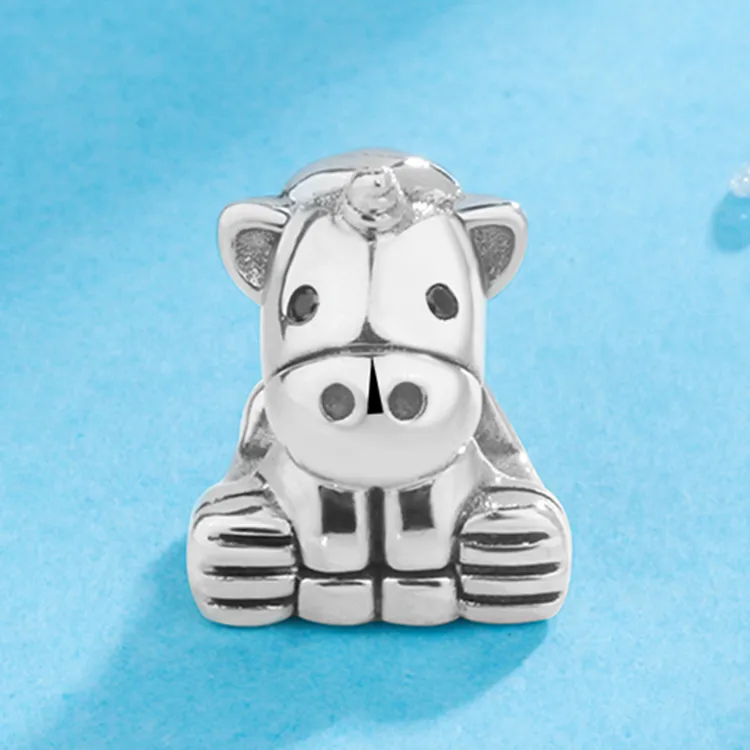 925银银制品 潘家风格纯银手链独角兽串珠可爱小众个性复古风散珠