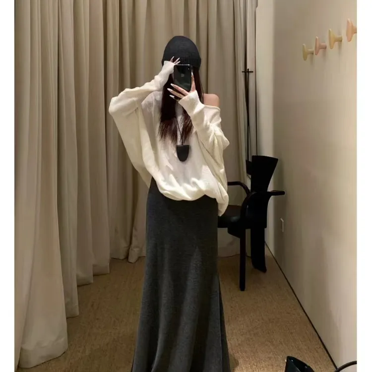 古堡人鱼裙 慵懒感松弛鱼尾裙松紧腰垂感显瘦半身裙女