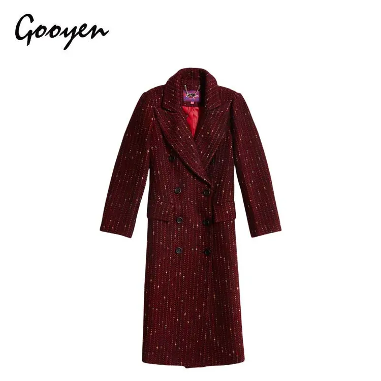 Gooyen|古源 专柜正品 冬季新品 人字纹双排扣大衣