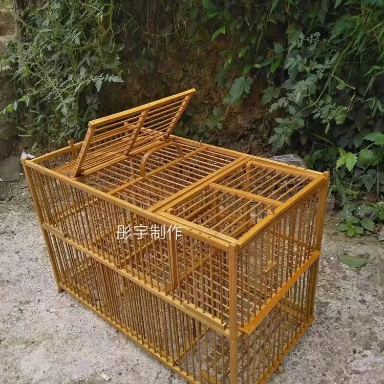 超大号机四关笼，老楠竹制作工艺笼，画眉鸟，斑鸠，竹又鸟笼，踏笼
