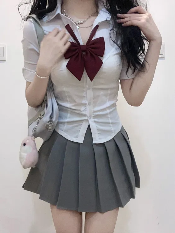 jk制服套装纯欲风辣妹收腰衬衫女日系学院风百搭高腰显瘦百褶短裙