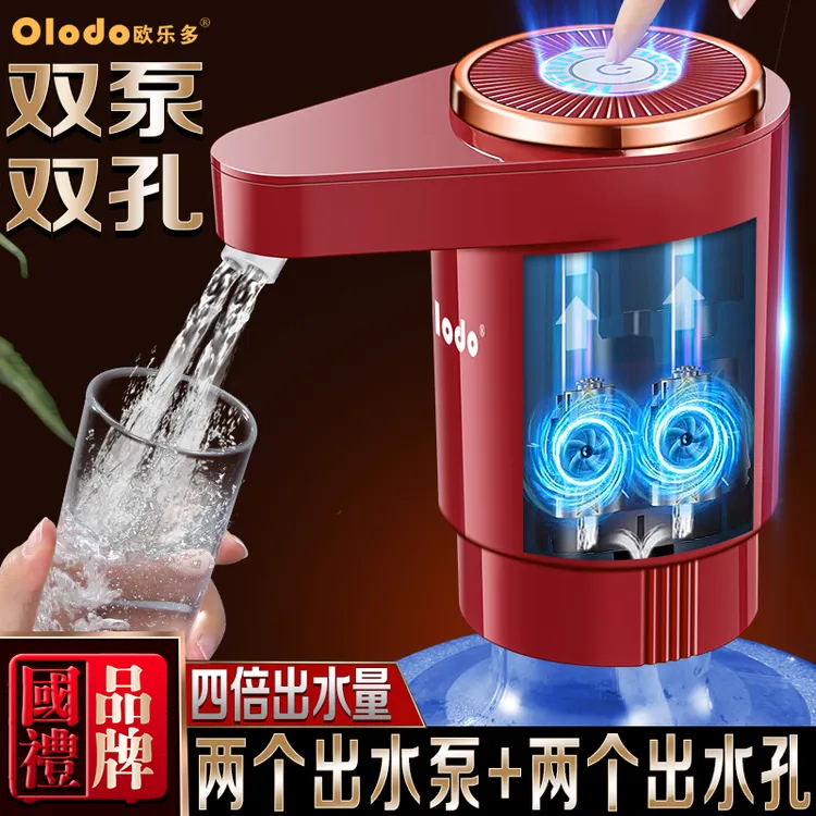 双泵抽水器双出口加快出水水桶抽水器全自动小型家用无线双孔出水