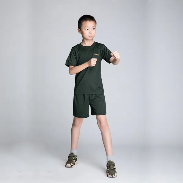 儿童橄榄绿短袖体能服套装训练薄款运动
