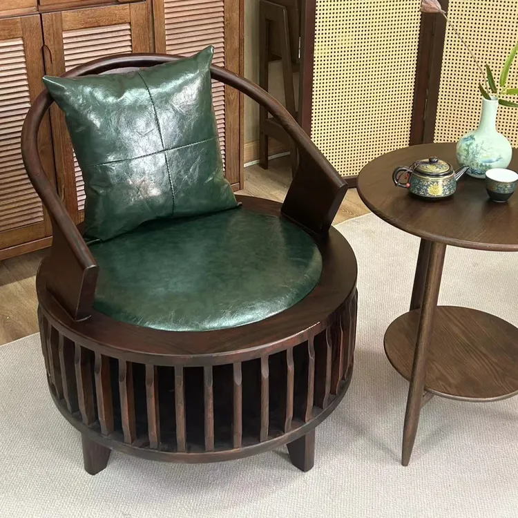 【全实木巨无霸大沙发】家用客厅新中式旋转大沙发复古卧室靠背椅