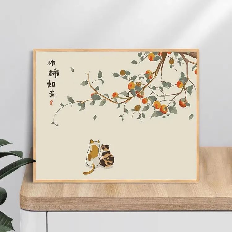 diy数字油画花朵挂画填色风景花卉手工装饰画涂色柿柿如意40*50