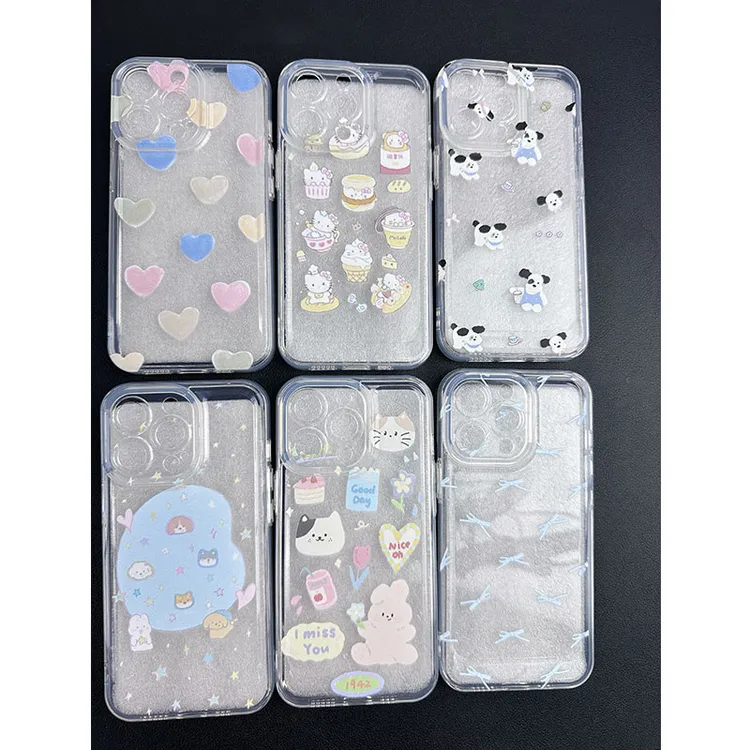 透明软壳加一次转盘 可爱卡通全包手机壳适用苹果系女款