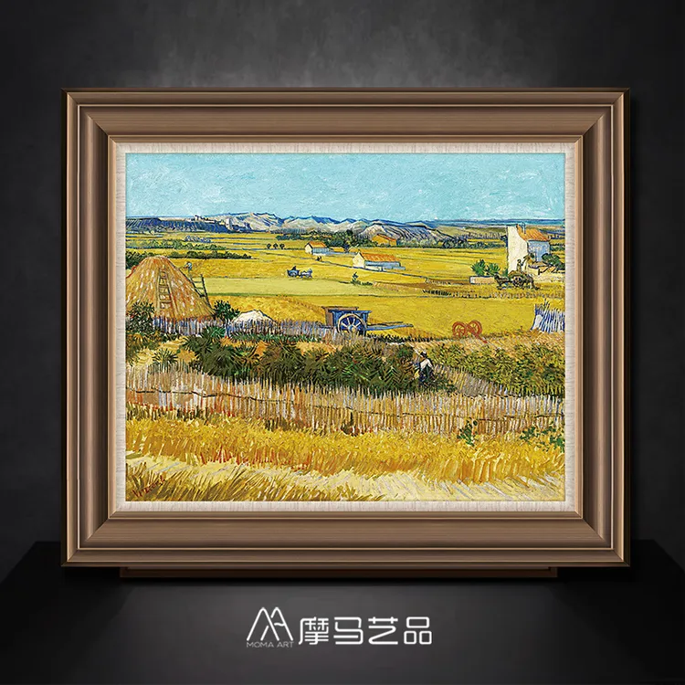 摩马艺品梵高名画《丰收》肌理油画客厅风景装饰画卧室餐厅玄关画