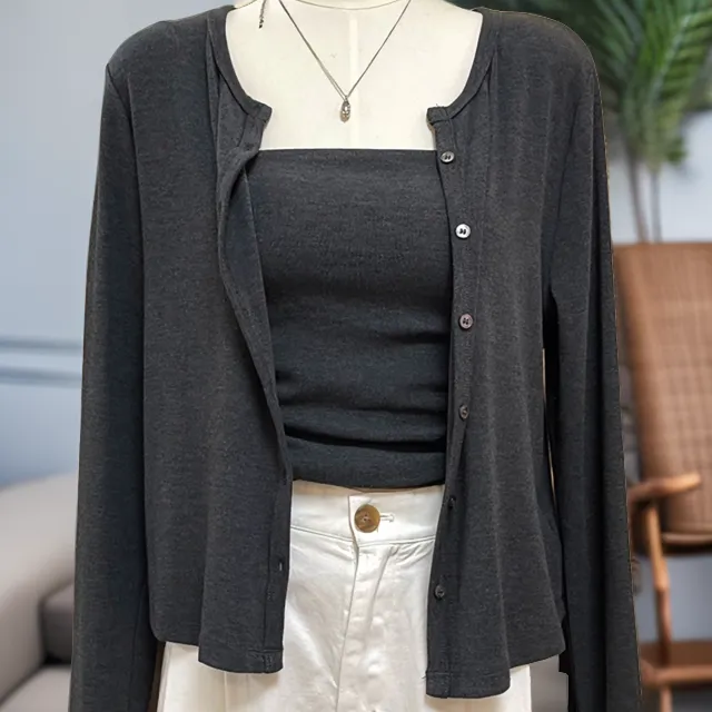 2025春夏吊带背心长袖开衫短外套百搭显瘦修身开衫薄小外搭上衣女