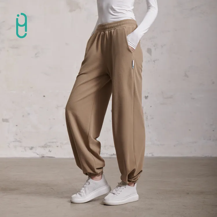 YLI轻盈针织萝卜裤柔软舒适高密华夫格绒束脚裤简约百搭休闲长裤