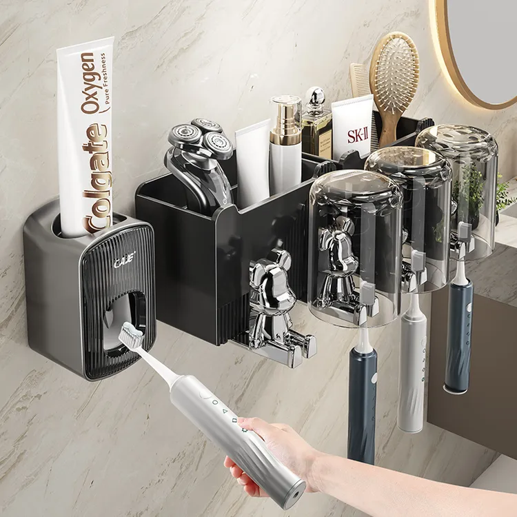 卫生间牙刷牙杯置物架免打孔挂墙式漱口杯收纳架子牙缸牙刷收纳架