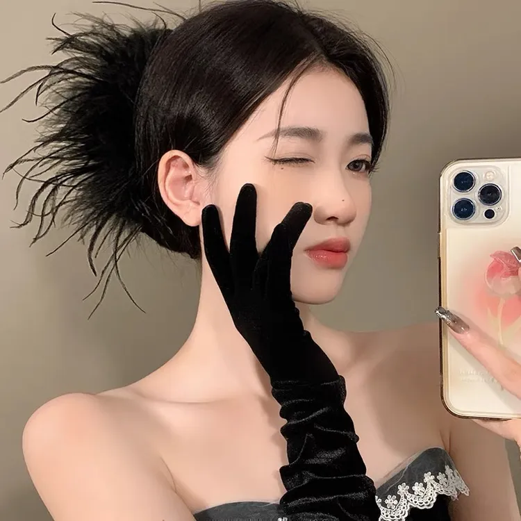 纯欲~大号羽毛抓夹ins风发夹后脑勺超仙发饰高级感夾子毛毛鲨鱼夹