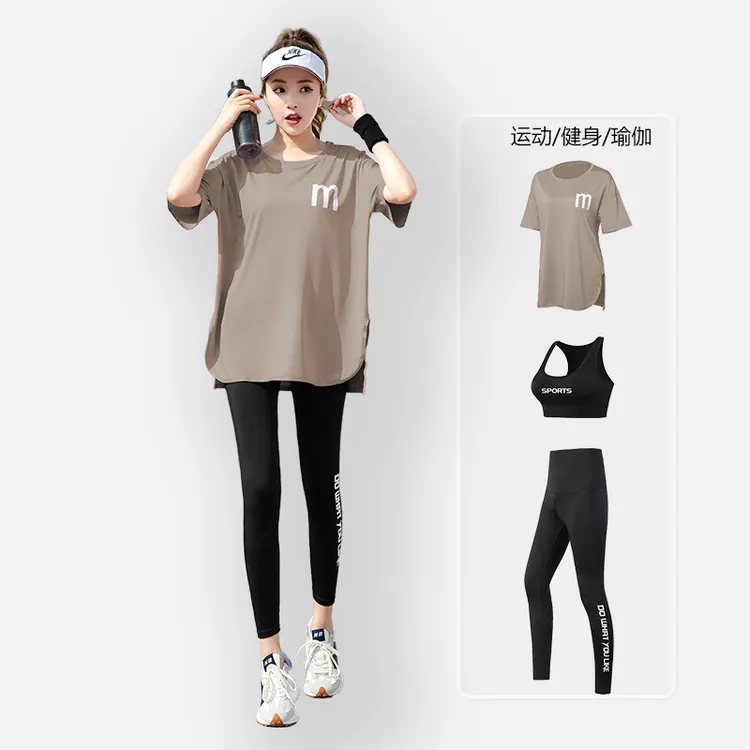 瑜伽健身服女套装跑步运动速干衣休闲健身套装女大码宽松显瘦薄款