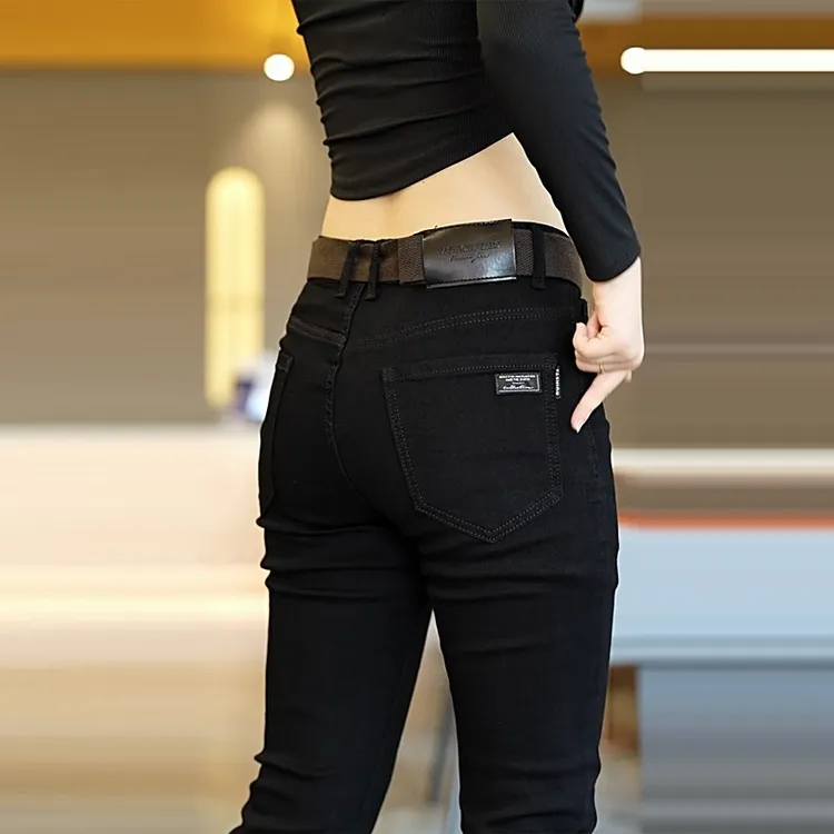 2025新款高档黑色牛仔裤男款爆款弹力修身直筒裤显瘦百搭休闲裤男